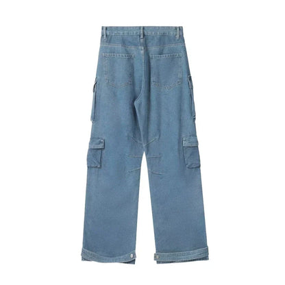 Y2K Cargo Jeans Women's Baggy Wide Leg Multi-Pocket Fashion Denim Pants Harajuku Streetwear Female Vintage Loose Casual Pants