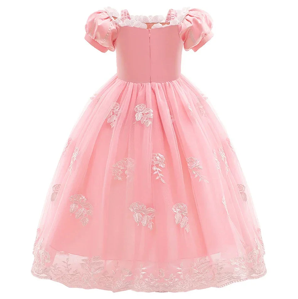 Girl Pink Aurora Cosplay Princess Dress Up Kids Christmas Halloween Tulle Fancy Rapunzel Costume for Children Girls Birthday