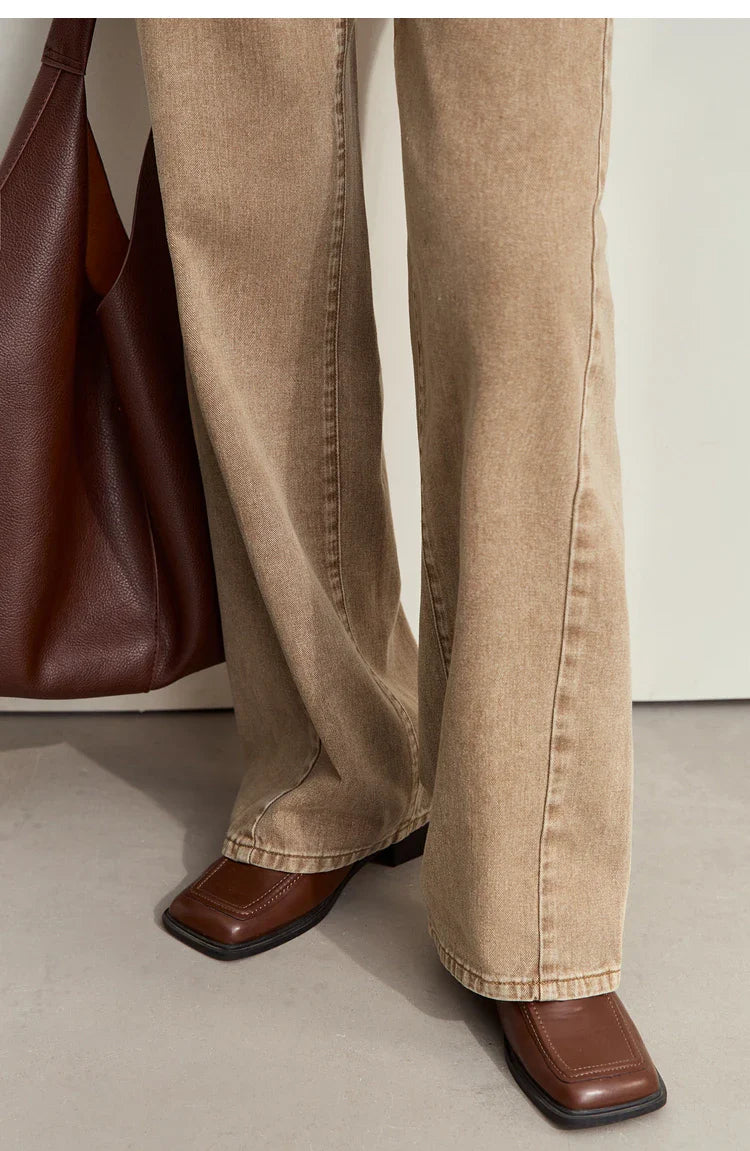 Minimalism Women's Jeans 2024 Autumn New Casual Cotton Denim Pants Retro Trendy Loose Straight Wide-leg Trousers 12443249