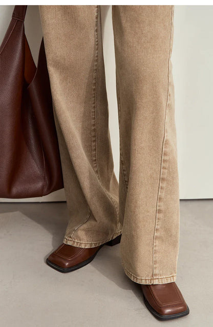 Minimalism Women's Jeans 2024 Autumn New Casual Cotton Denim Pants Retro Trendy Loose Straight Wide-leg Trousers 12443249