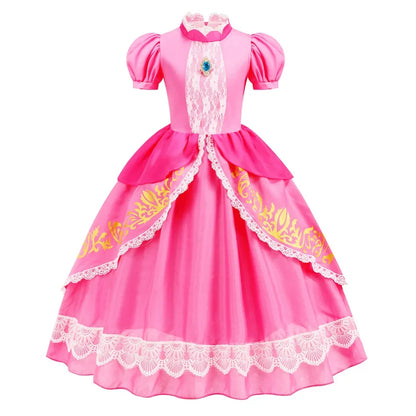 Girls Peach Dress Halloween Princess Cosplay Costume Kids Gowns Children Fancy Outfits