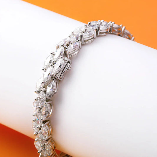 Bracelets de tennis en moissanite taille marquise 3*6 mm 0,3 ct avec certificat, bracelets de mariage en argent S925 pour femmes