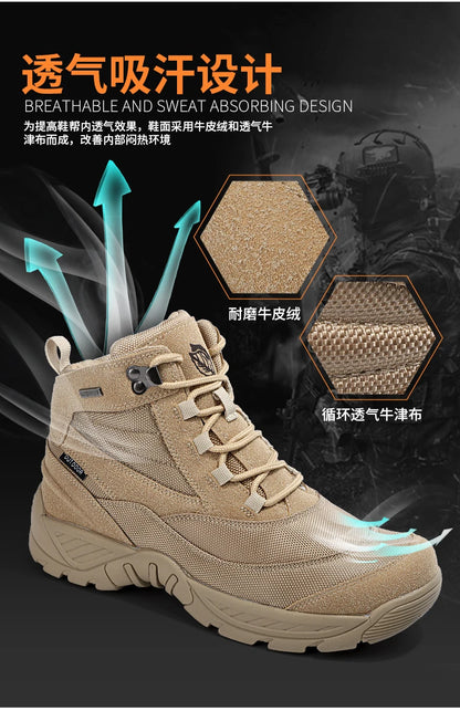 Men Tactical Boots Waterproof Army Plus Work Climbing Shoes Size Boot Anti-Slip Casual Outdoor Military Brand Ankle Hiking Shoes