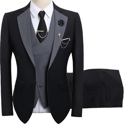 2026 men's dark green three piece suit, (Chinese size) slim fit jacket with vest and pants, wedding party set.