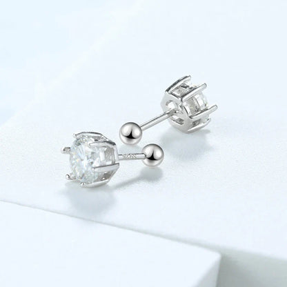 6.5mm Certified Moissanite Stud Earrings for Men Women Created Diamond Studs S925 Rhodium Plated Luxury Quality Jewelry