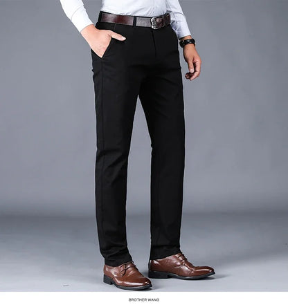 4 Colors 98% Cotton Casual Pants Men 2024 New Classic Style Straight Loose High Waist Elastic Trousers Male Brand Clothes