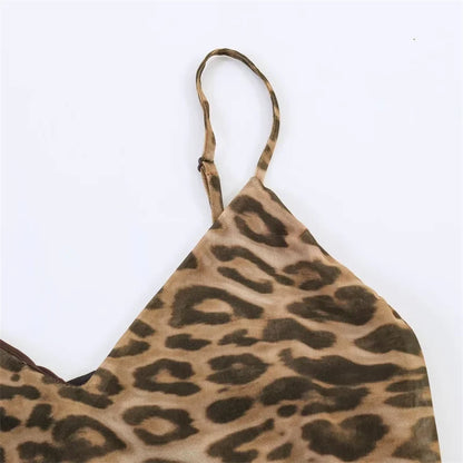 2026 Summer New Women's Dress Leopard Print Spaghetti Strap A-Line Midi Dress Sexy Fashion Wild Individual Style