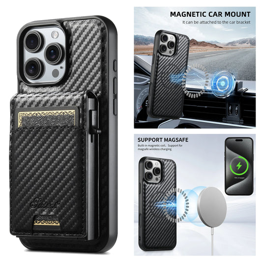 For iPhone 17 Air/16/15/14/12/13 Promax Plus all-inclusive TPU magnetic card holder for inserting leather mobile phone cases