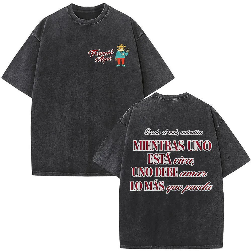 Washed Vintage Rapper Bad Bunny T-shirt Debi Tirar Mas Fotos DTMF Tour 2026 T Shirts Men Women Clothing Fashion Hip Hop T-shirts