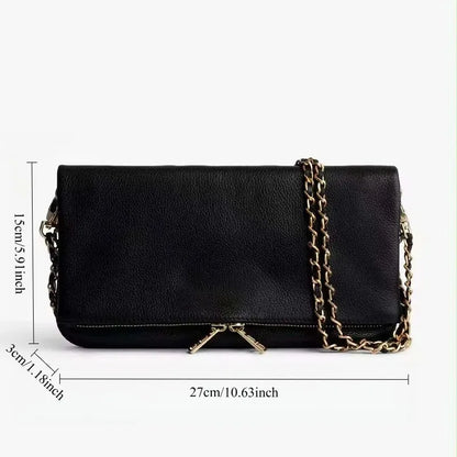 Luxury Design Bag for Women Fashionable Black Leather Ladies Crossbody Bag 2026 New Style Retro Single Shoulder Envelope Bag
