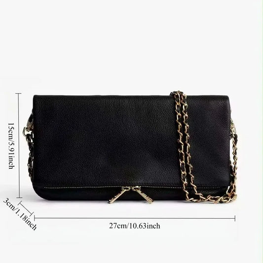 Luxury Design Bag for Women Fashionable Black Leather Ladies Crossbody Bag 2026 New Style Retro Single Shoulder Envelope Bag