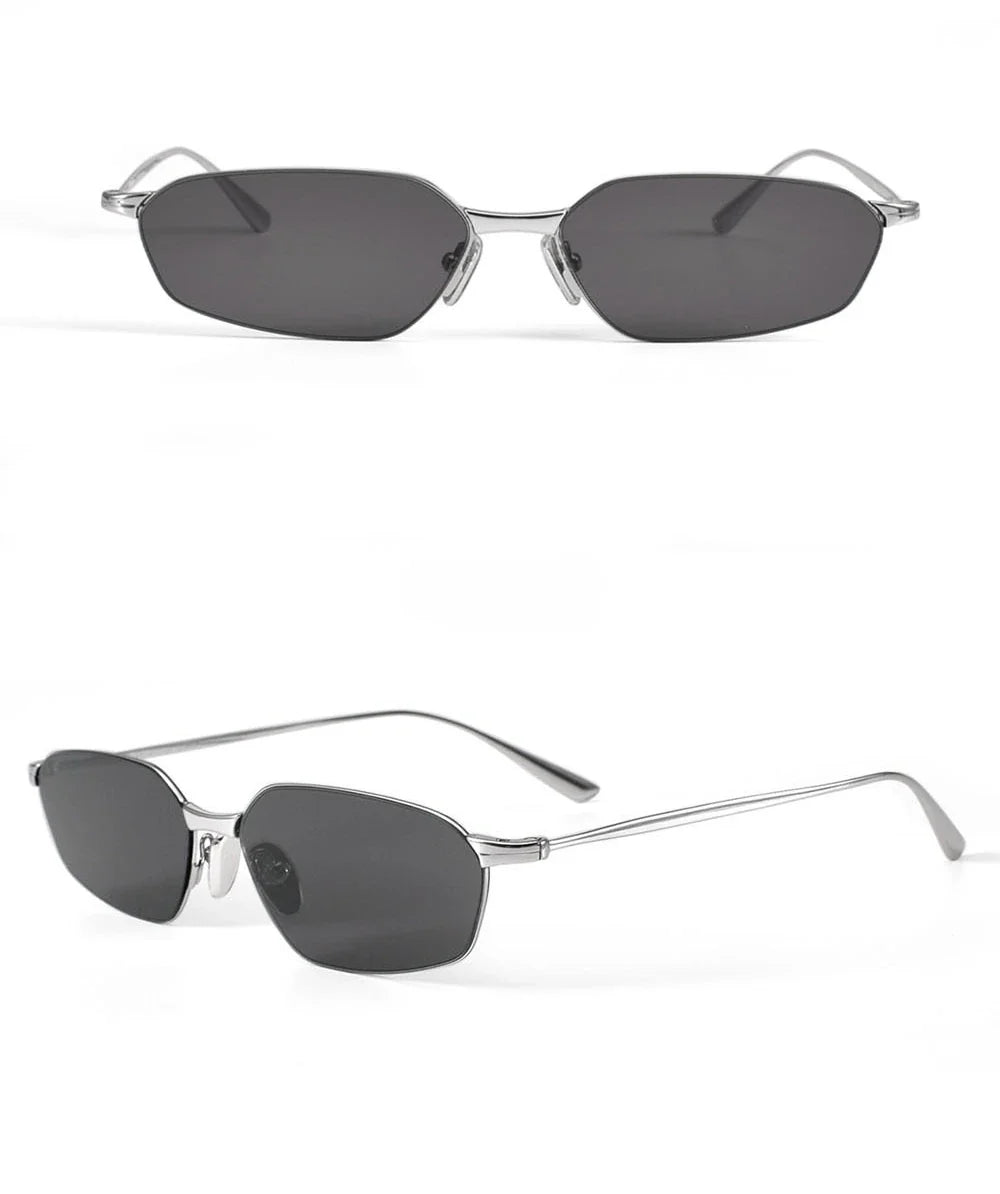 Fashion New Polygon Pure Titanium Outdoors Sun Protection Sunglasses High-quality Ultra Light Frame Support Prescription Lenses