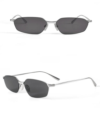 Fashion New Polygon Pure Titanium Outdoors Sun Protection Sunglasses High-quality Ultra Light Frame Support Prescription Lenses