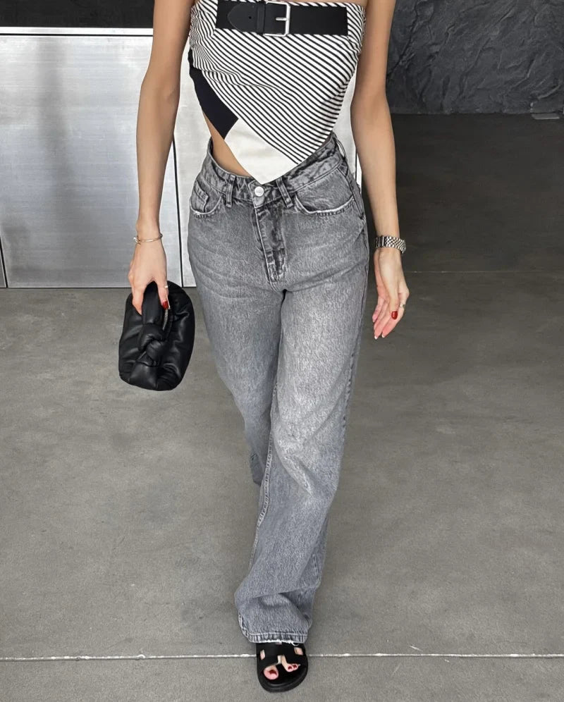 Z1975 straight height waist long jeans 2025 ETJ Autumn/Winter New Wash Product y2k Classic  Jeans for women