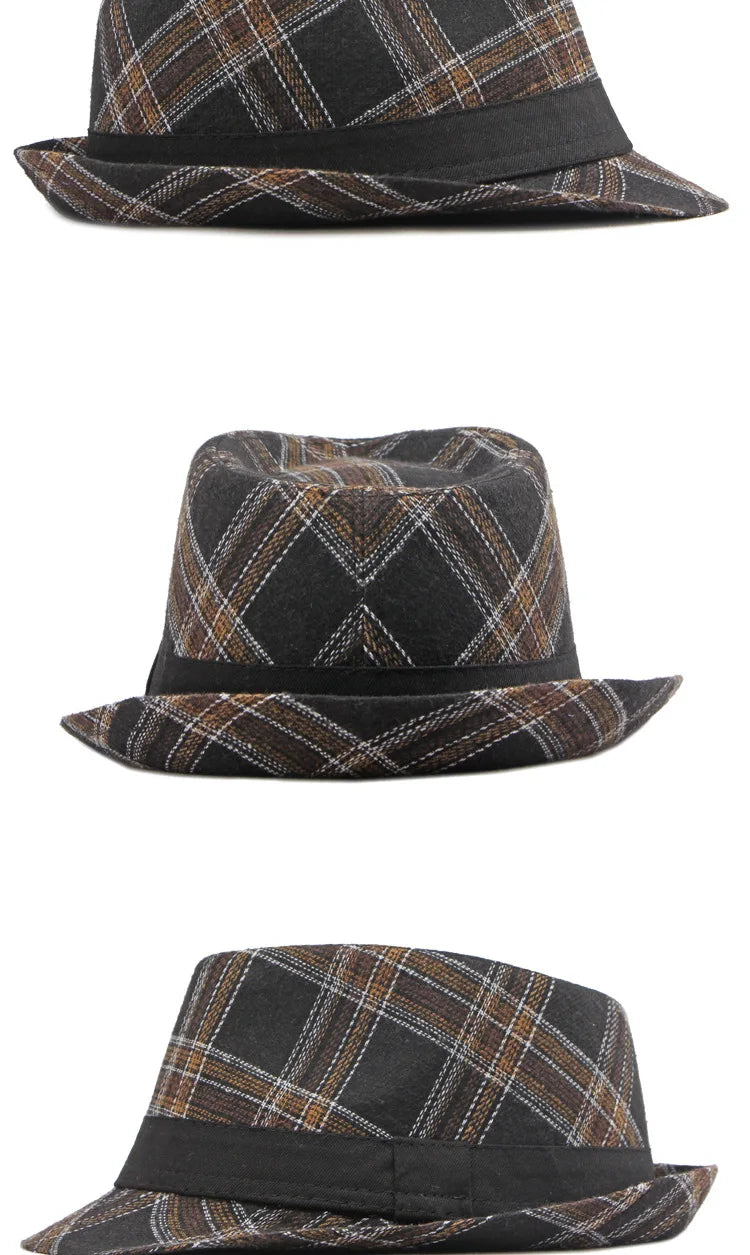 European and American Style Patterned Top Hat for Men  Sun Protection  Hat  Spring and Summer New Plaid Jazz Hat for Women