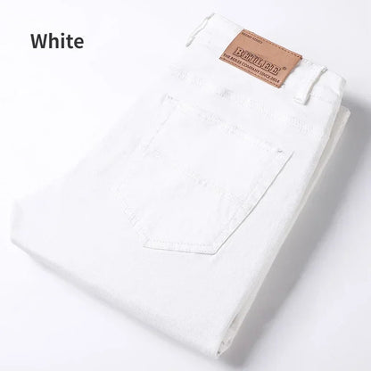 98% Cotton 4 Colors Stretchy Jeans Men's Mid-waist Straight Pencil Denim Trousers Brand Clothing Personality Fashion Male Pants