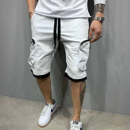 Mens Summer Cargo Shorts Cotton Workout Fitness Shorts Breathable Jogger Training Gyms Bodybuilding Multi Pocket Yellow Shorts