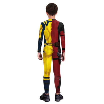 Kids Deadpool Wolverine Cosplay Costume Superhero Boys Girls Superhero Children Halloween Party Bodysuit Elastic Zenti Jumpsuits
