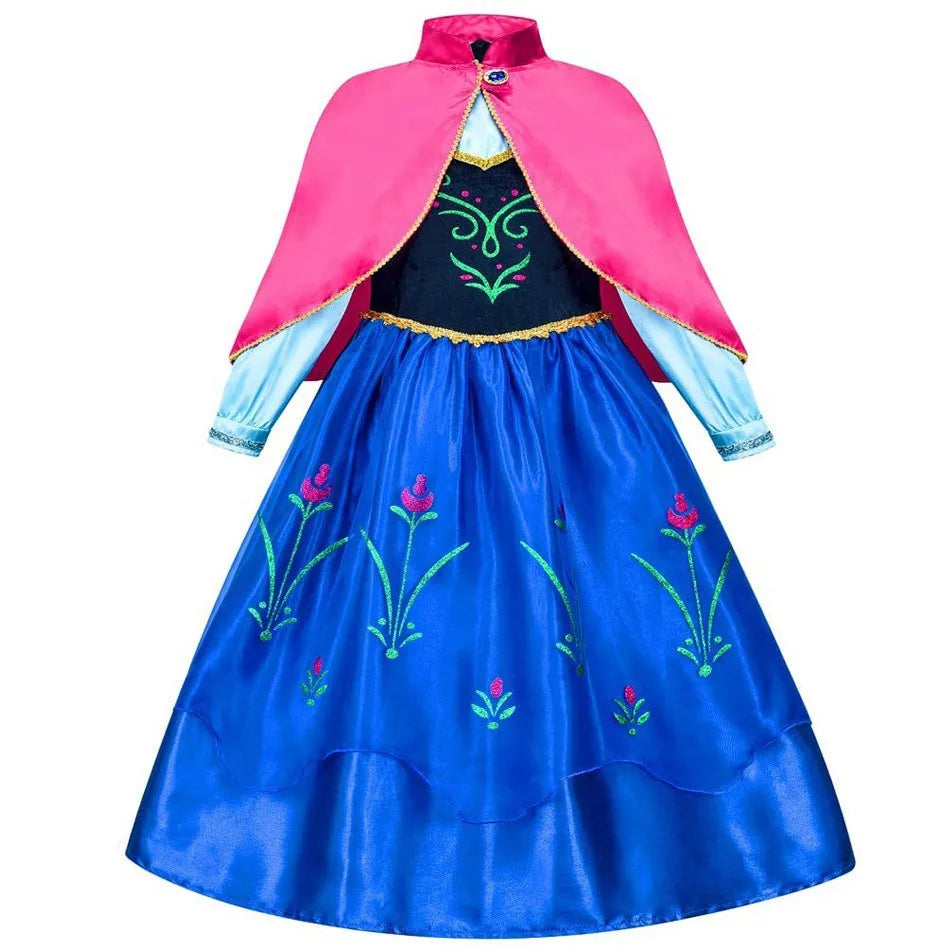 Elsa Anna Snow Queen Princess Dress for Girls Birthday Halloween Christmas Carnival Cosplay Outfit Kids 2-8Y Vestido
