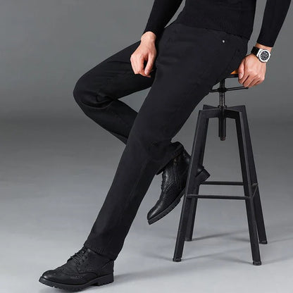 2024 Fashion Men Stretch Loose Straight Jeans Casual Elastic Slim Fit Denim Pants Male Brand Business Trousers Large size 38 40