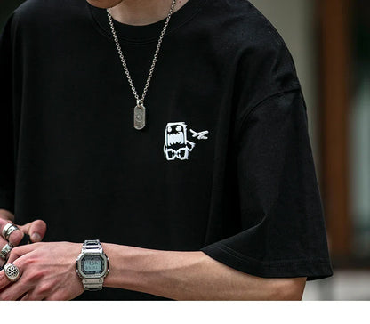 Summer Korean Oversize T-Shirt For Men Streetwear Harajuku High Quality Short Sleeve Loose Casual Tops Hip Hop Trendy Tee Male