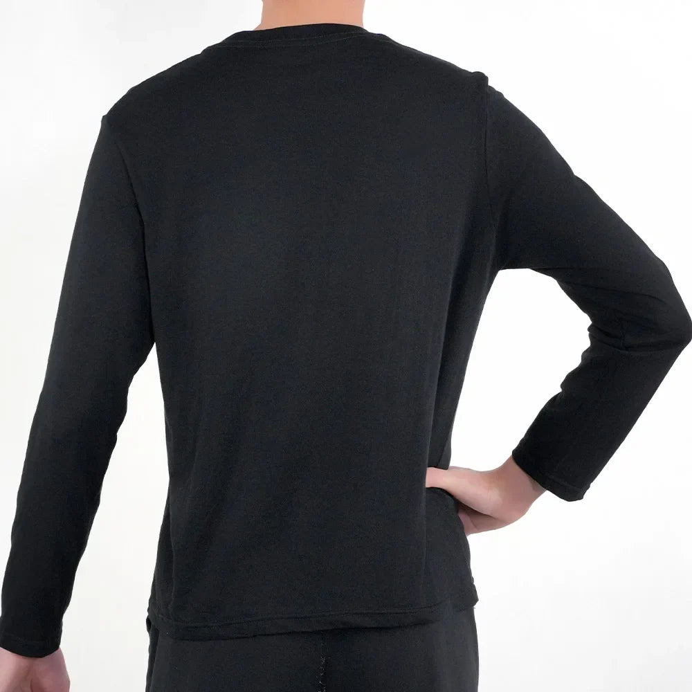 Mens Long Sleeve T Shirts Casual Round Neck Cotton Moisture Wicking Tees Tanks White Black Undershirts Loose Fit Tshirts for Men