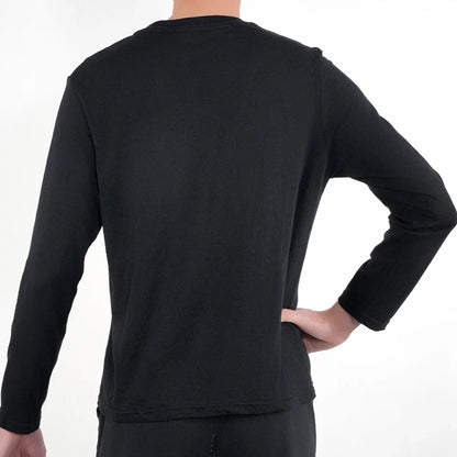 Mens Long Sleeve T Shirts Casual Round Neck Cotton Moisture Wicking Tees Tanks White Black Undershirts Loose Fit Tshirts for Men