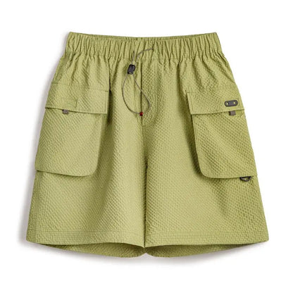 Men's Lightweight Seersucker Five Inch Shorts American Retro Mountain Style Techwear Thin Casual Summer Men Bottoms