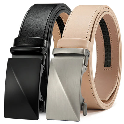 Brand Leather Belts for Men 115cm-135cm Automatic Belt with Ratchet Strap Top Quality Belts Luxury Belts for Men