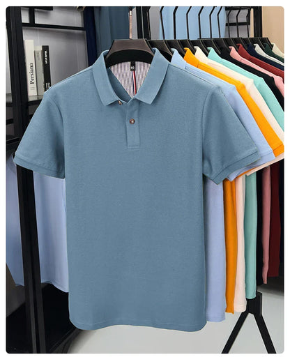 100% pure cotton high-end short sleeve polo shirt men's summer fashion new breathable Korean business casual golf brand T-shirt