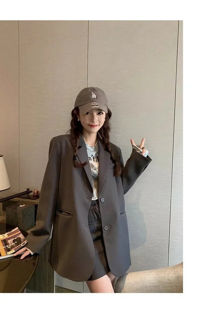 Ladies' Lazy Style Hot Sale Of The Season Early Autumn Korean Version Design Large Slit Small Size Suit Jacket Casual Elegant...