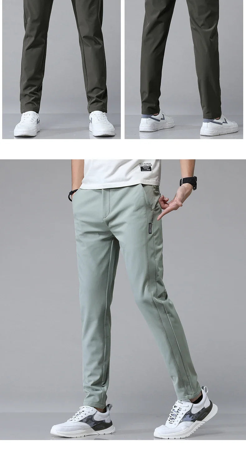 Spring Summer Ultra-thin Men's Stretch Slim Straight Casual Pants High Quality Fashion Breathable Golf Sports Trousers