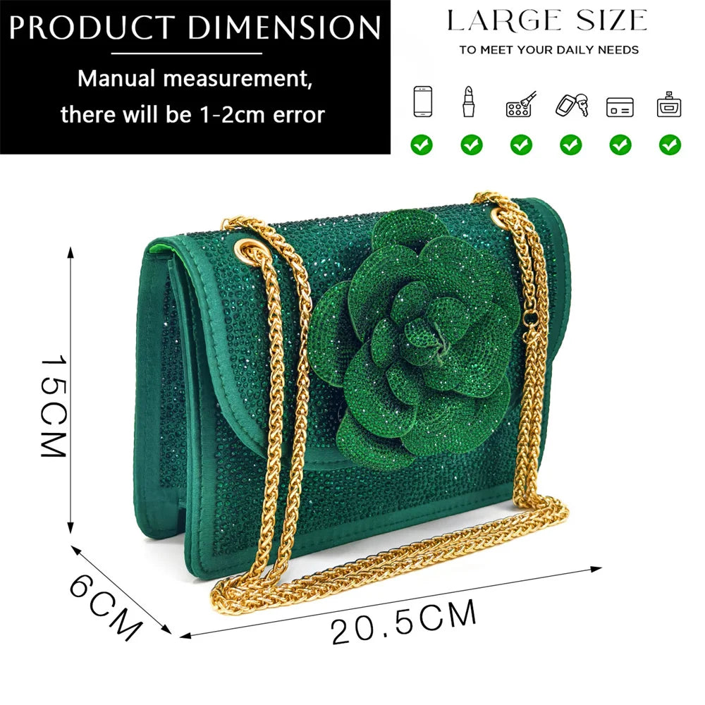 Fashion Ladies Evening Shoes And Bags Paired With Handmade Petal Wine Color Pointed Toe Mid-Heel Nigerian Women Party Shoes