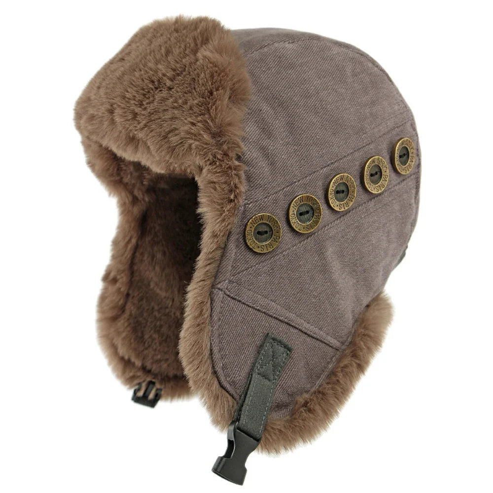 Russian Hat Thick Warm Winter Hat Men Women Windproof Ski Trapper Earflap Cap Faux Rabbit Fur Hat Male Female Bomber Hat