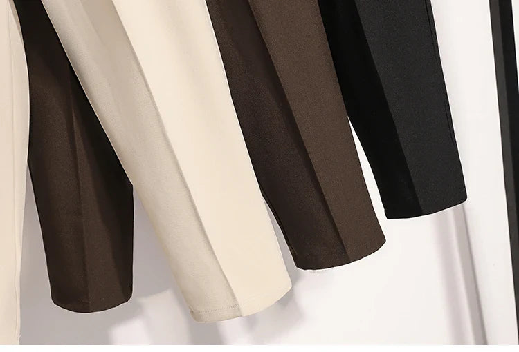 Plus Size Pants Woman 2026 Spring Autumn New Arrival High Waist Suit Pants High Quality Korean Style Straight Trousers