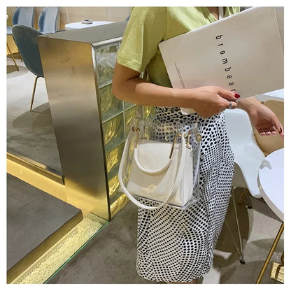 Fashion Transparent Women Shoulder Bag Jelly Candy Summer Beach Handbag for Female Messenger Bags Bolsa Totes Bucket Bag