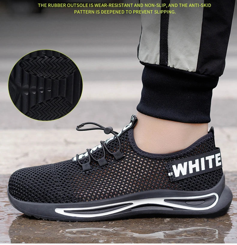 Breathable safety shoes summer man anti puncture safety work sneakers with iron toe male safety shoes men lightweight work shoes