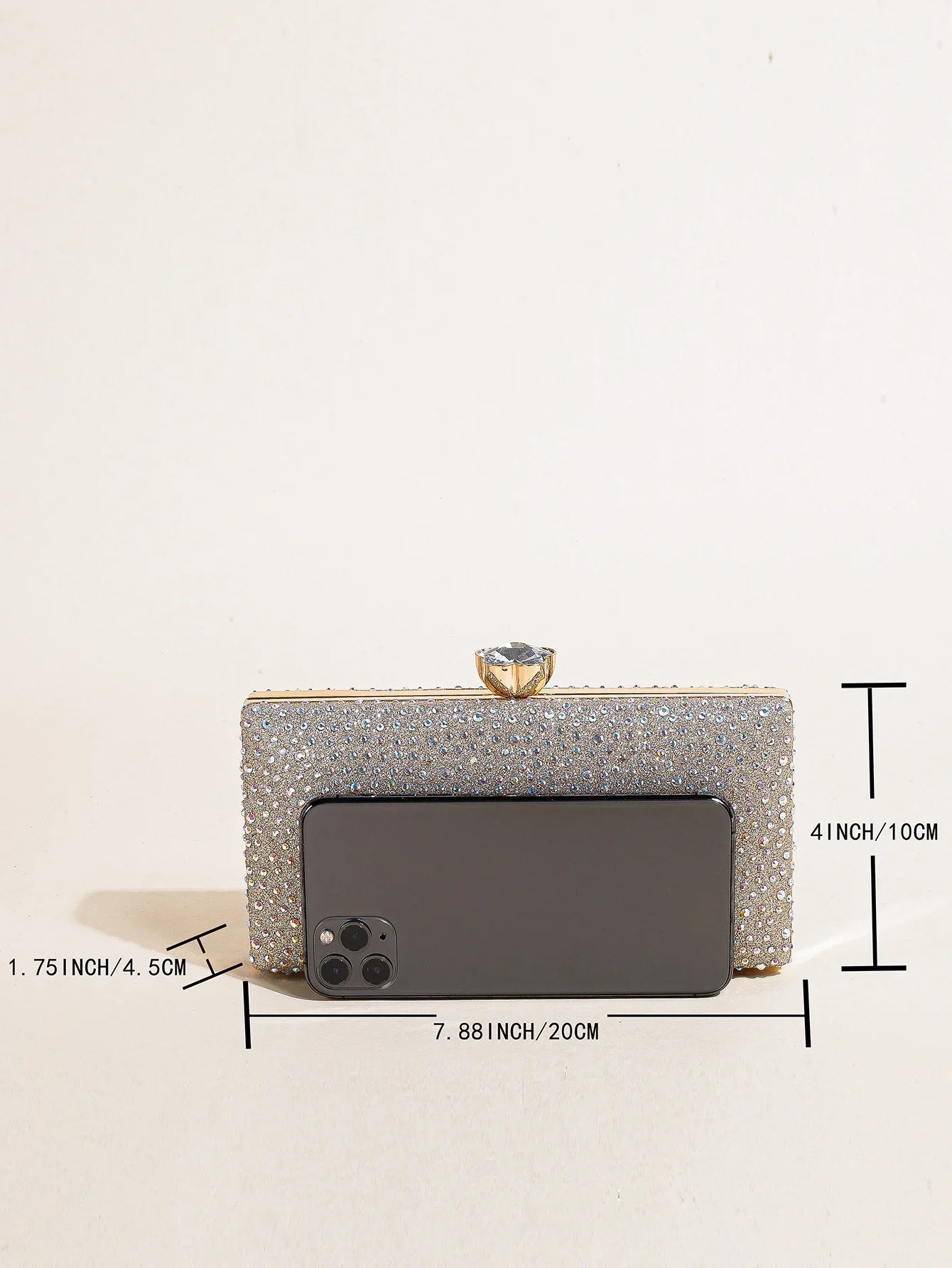 Classic Elegant Mini Square Rhinestone Decor Evening Clutch Bag, Clip Women's Dinner Wallet, Luxury Prom Bag