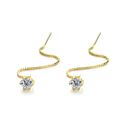 100% 925 Sterling Silver 2ct Moissanite Drop Earrings For Women Long Tassel Earring Wedding Party Luxury Fine Jewelry Gift