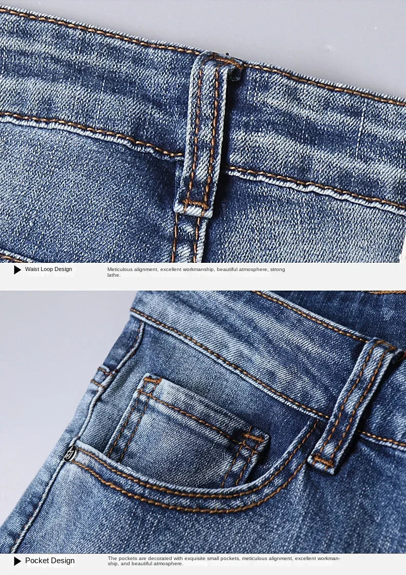 European Luxury Brand High-end Trendy Jeans Men's Slim Fit Fashion Versatile Casual Long Pants  Men Denim Y2k Clothes Men