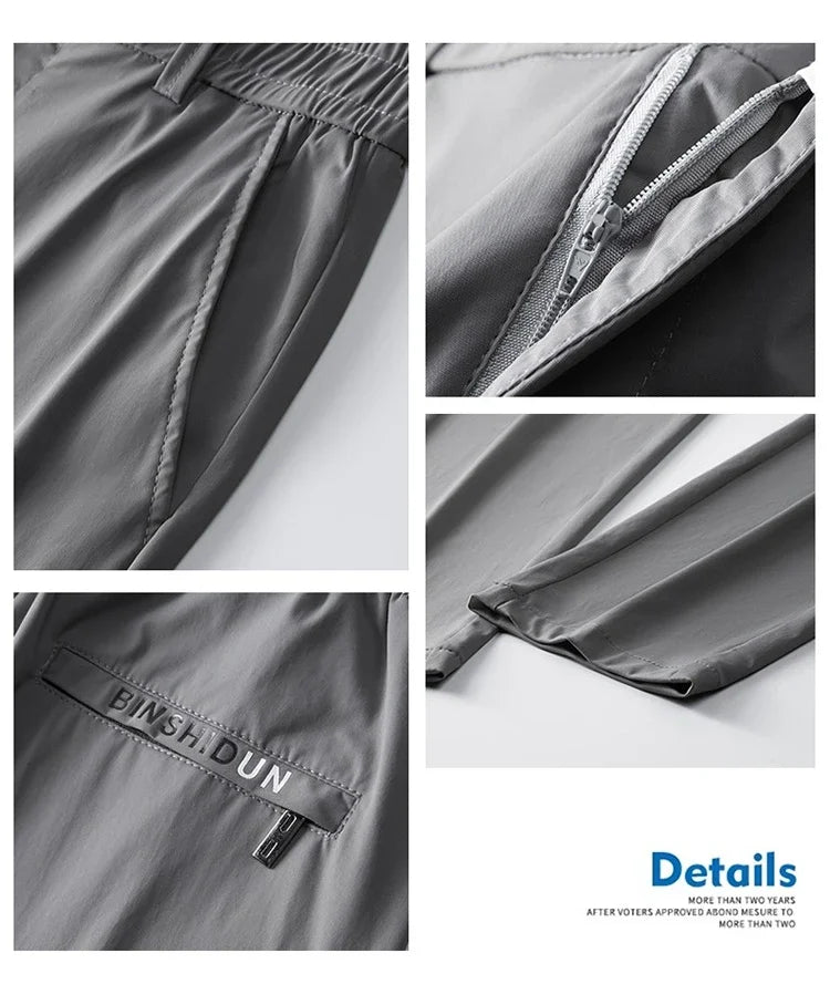Korean Street Summer Y2K Men's Ice Silk Casual Pants All Match Elastic Sweatpants Office Business Fashion Straight Suit Trousers