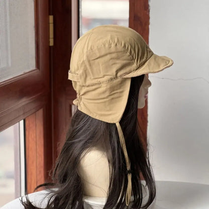 Japanese Retro Bomber Hat Solid Color Windproof Velvet Pilot Hat Ear Protection Lei Feng Hat Keep Warm