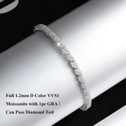 2025 New In Rhombus Shape Full 1.2mm D Color Moissanite Tennis Bracelet For Women 925 Silver Diamond Link Chain Bracelets