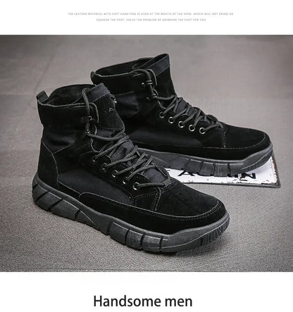 Men Combat Boots Summer Breathable Comfortable Canvas Men Ankle Boots Casual Lightweight Outdoor Jogging Platform Mesh Men Boots