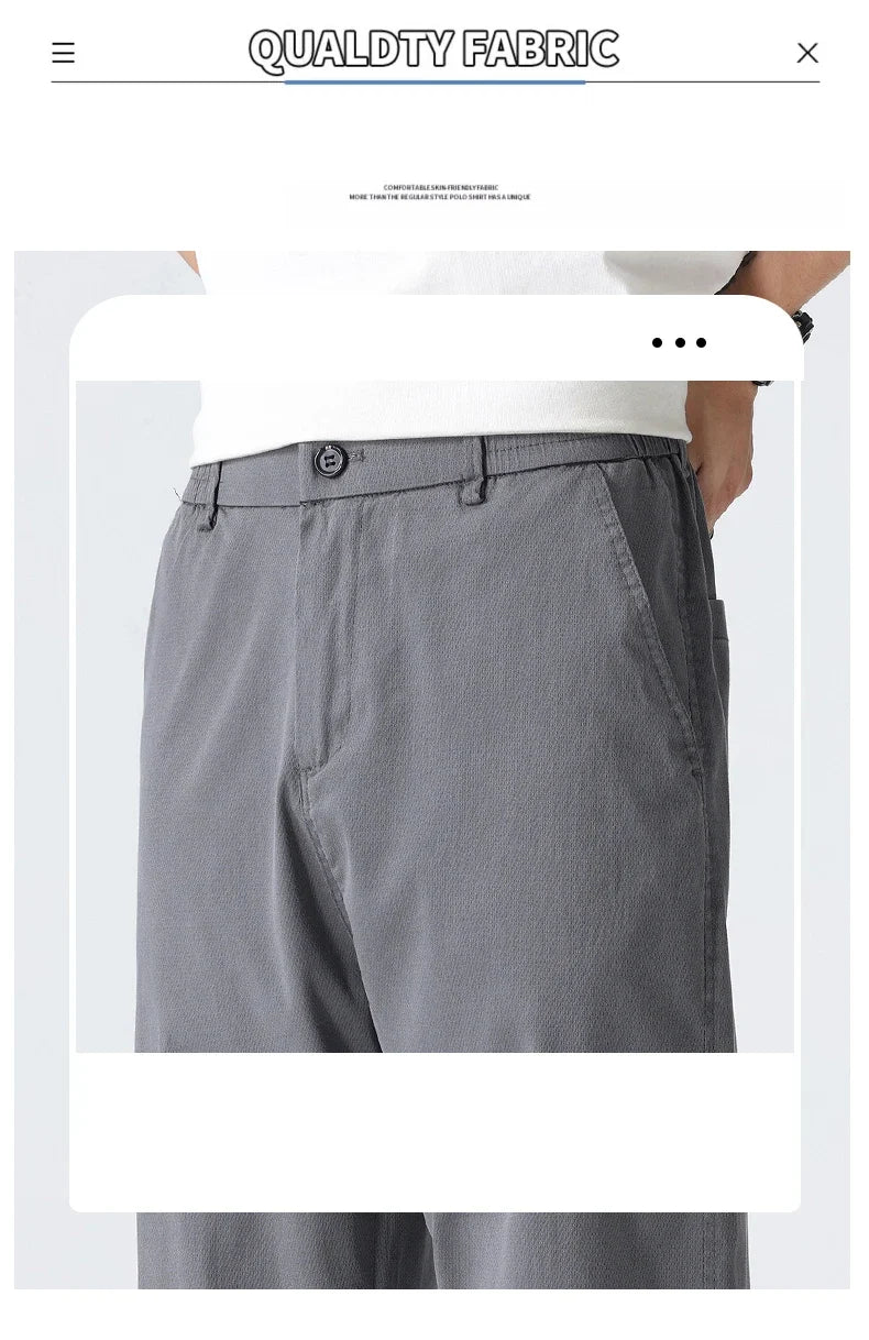 Coffee Ultra-thin Wide Pants Men Lyocell Fabric Breathable Soft Straight Casual Trousers Loose Simple Male Sweatpants