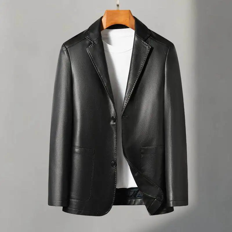 Casual Leather Suits, Genuine Leather Jackets, Men's Jackets, Sheepskin, Slimming, Large Sizes for Autumn and Winter