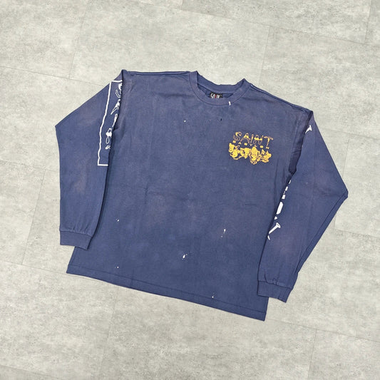 Yao Fashion Saint OF Michael 25SS Luxury Brand Autumn Men Tops Oversize Loose Vintage Graphics Cotton Long Sleeve T Shirt