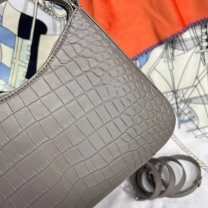 100% genuine real crocodile leather head skin women tote handbag Himalaya white color 2025 new design excellent skin lady tote