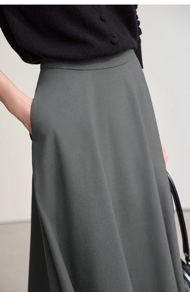 Elegant Skirts For Woman 2025 Winter New Commuter Style A-Line Mid-Calf Skirt Loose Solid Versatile Woman Clothes 12544126
