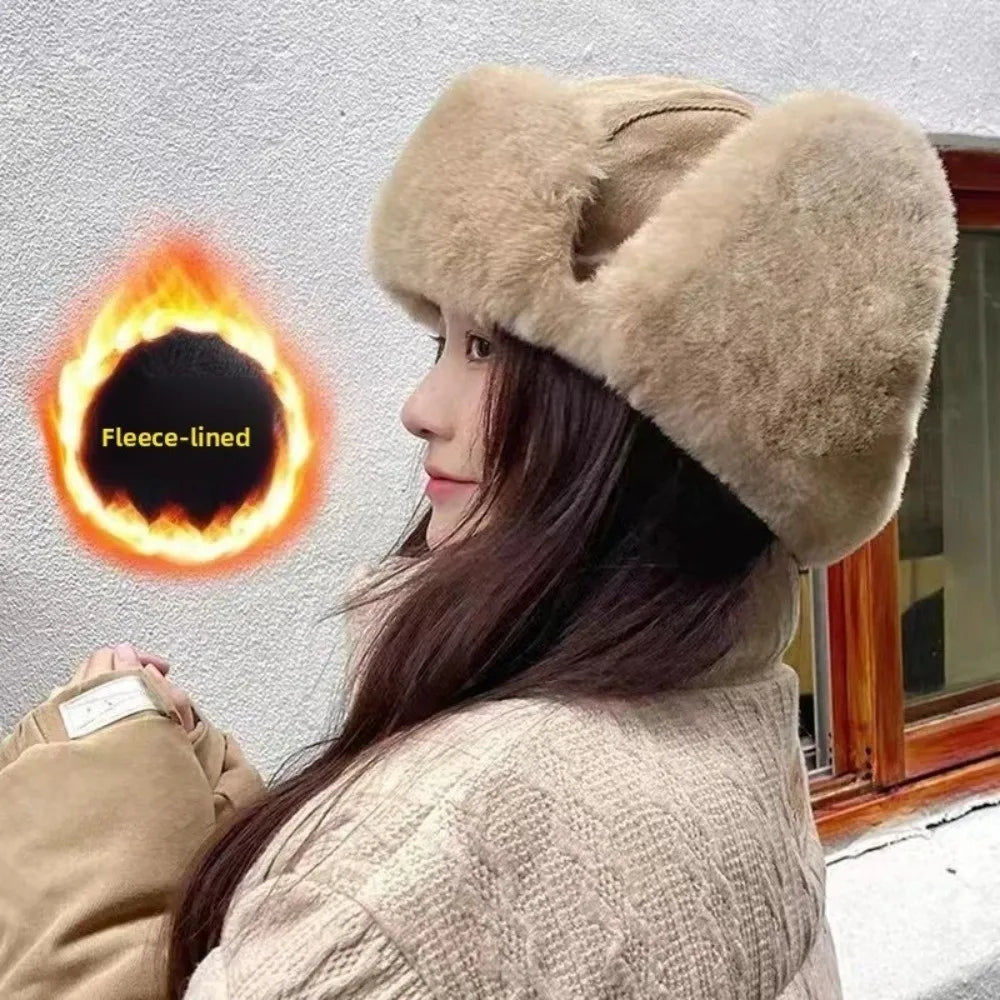 Fashion Thick Bomber Hat Faux Fur Waterproof Ear Protectors Hats Keep Warm with Ear Flaps Winter Hat Male